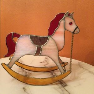 Vintage handcrafted Stained Glass Rocking Horse